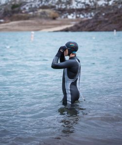 Triathlon open water swim swimming cap.WARM 2mm flex neoprene.Covers ears LARGE 