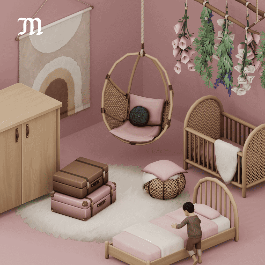 Freja Sims 4 nursery cc set with sims 4 crib cc