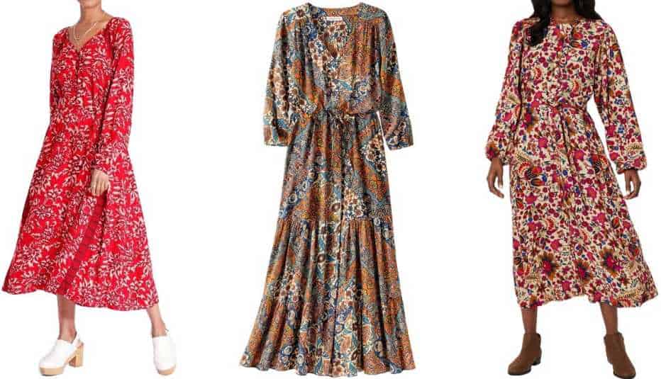 Knox Rose Women’s Long Sleeve Maxi Dress in Red; Coldwater Creek Valley View Maxi Dress in Cider Multi; St. John’s Bay Long Sleeve Midi Peasant Dress in Pink Floral Knox Rose Women’s Long Sleeve Maxi Dress in Red; Coldwater Creek Valley View Maxi Dress in Cider Multi; St. John’s Bay Long Sleeve Midi Peasant Dress in Pink Floral