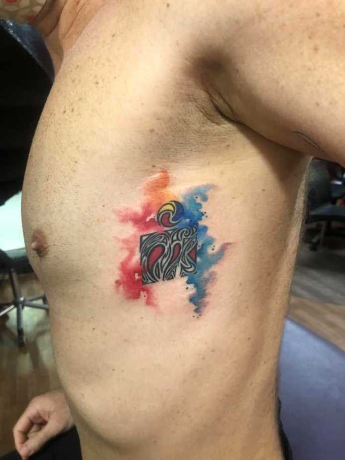 A geometrical tattoo representing triathlon combining a symbol for  swimming, bike and rum tattoo idea | TattoosAI
